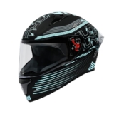 STUDDS Thunder D11 ISI and DOT Certified Full Face Helmet for Men and Women with Clear Visor – Matt Black Blue XL