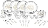 Classic Essentials Pack Of 32 Stainless Steel Stainless Steel Glory Dinner Set ,32-Pieces,Silver -Heavy Gauge With Permanent Laser Design Dinner Set(Silver)