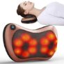Tiexa Electronic Massage Pillow Car & Home Use Neck Kneading 2 In 1 Massage Pillow For Muscle Relaxation With Ac Adaptor Corded Electric & Car Charger (Browncolor)