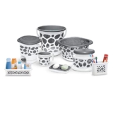 Milton Duplex 8 Piece Plastic Bathroom Accessory Set, Grey | Bucket | Bin | Mug | Soap Dish | Patla | Tooth Brush Holder | Shampoo Holder