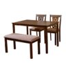 Nilkamal Sutlej Rubber Wood Dining Table 4 Seater| Four Seater Wooden Table with Two Chairs and 1 Bench with Cushion| Dining Room Set| Rubberwood, Antique Cherry