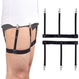 KRIPICS Shirt Stays, Shirt Garters Holders Keepers Belt for Man, Shirt Suspenders Tuckers with Non-Slip Heavy Duty Clips (O Shape), O-Shape, One Size Black