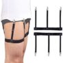 KRIPICS Shirt Stays, Shirt Garters Holders Keepers Belt for Man, Shirt Suspenders Tuckers with Non-Slip Heavy Duty Clips (O Shape), O-Shape, One Size Black