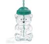 BKWISH Bear Straw Cup Glass Tumbler 20 oz with Reusable Straw & Green Lid, Cute Animal Shaped Drinking Glass Mug for Water, Juice, Smoothies, Milk, Coffee, Travel & Gifts
