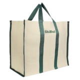 SHIBUI Canvas Grocery Shopping Bag – Large Reusable Tote (17×8.5×14 inch) with Reinforced Handles & Bottom Insert – Heavy Duty, Foldable, Washable, Jhola Bag for Vegetables & Fruits. (Green, 1 Piece)