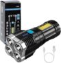 ABTER LED Torch Lights Rechargeable Emergency Torch Light 3W USB Charge Flashlight – High Power Long Distance Beam Range 4 Mode Torch for Outdoor, Indoor, Hiking, Walking, Camping (Multi)