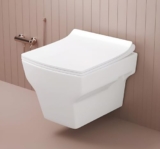 JABON BAGNO Commode for Toilet/Ceramic Western Toilet/Square Wall Hung Commode with Soft Closing Toilet Seat – P Trap Outlet – White