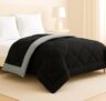 BSB HOME Luxury Reversible Comforter Double Size | Dual Color Soft Quilt for AC Room | Winter & Summer | Rainy Season Plush Microfiber | Solid Color Comforter – 90×100 Inches, Black & Grey