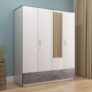 Nilkamal Marbito 4-Door Wooden Wardrobe with Mirror for Bedroom| 3 Year Warranty | Engineered Wood | 2 Drawers with Marble Finish|Hanging Rod, A Lockable Drawer & 8 Shelves for Storage|Frosty White