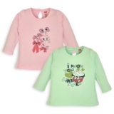 LuvLap Baby Girls 100% Cotton Full Sleeve Girls Top Pack of 2, Sea Green & Baby Pink, M (3 to 6 Months)