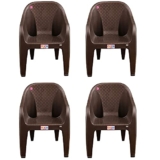 AVRO FURNITURE 9100 Plastic Chairs, Set of 4, Matt and Gloss Pattern, Plastic Chairs for Home, Living Room, Bearing Capacity up to 200Kg, Strong and Sturdy Structure,Brown