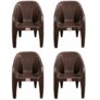 AVRO FURNITURE 9100 Plastic Chairs, Set of 4, Matt and Gloss Pattern, Plastic Chairs for Home, Living Room, Bearing Capacity up to 200Kg, Strong and Sturdy Structure,Brown