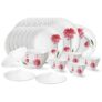 Larah by Borosil Belle Fluted Series Opalware Dinner Set | 31 Pieces for Family of 6 | Microwave & Dishwasher Safe | Bone-Ash Free | Crockery Set for Dining & Gifting | Plates & Bowls | White