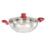Amazon Brand – Solimo Stainless Steel Impact Bottom Kadhai with Glass Lid (26 cm) | Gas Stove and Induction Compatible | Ergonomic Handle | Dishwasher Safe
