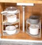 wolpin (1 Pc 3-tier Storage Shelf Kitchen Cabinet Stand Rack Organizer Metal Universal Pot Pan Holder for Kitchen Platform/Cabinet/Floor – White