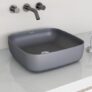 Plantex Premium Tabletop Ceramic Square Wash Basin/Countertop Bathroom Sink (Smoke, 16 x 16 x 5 Inch)