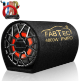 FABTEC 10 Inch Grey Car Bass Tube Subwoofer with Inbuilt Amplifier – Plug and Play Bass TubePowerful Audio and Deep Bass with Amplifier Wire Kit Subwoofer(Powered , RMS Power: 200 W)