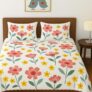 BSB HOME 100% Cotton Feel Double Bed Bedsheet Set | 144 TC Soft & Breathable | Mint Green White Flower Print with 2 Pillow Covers | Wrinkle Free | for Bedroom (90 x 90 Inches)