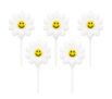 TREND N ART Smiley Flower Birthday Candles for Cake Decoration, Pack of 5, Flower Shape Decorative Cake Candles, Natural Wax Party Candles for Birthday, Anniversary, Baby Shower & Celebration (White)