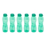 PEARLPET Trinity BPA-Free Plastic Water Bottle Set |Lightweight, Leak-Proof & Freezer Safe – Pack of 6 (1000ml Each), Green
