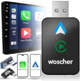 WOSCHER 2in1 Airlink Wireless Carplay Adapter|Android Auto Adapter for Car |Convert Wired to Wireless,Bluetooth Connectivity for Cars, OEM Installed Wired Android Auto/CarPlay (Black)| 2 Yrs Warranty
