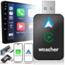 WOSCHER 2in1 Airlink Wireless Carplay Adapter|Android Auto Adapter for Car |Convert Wired to Wireless,Bluetooth Connectivity for Cars, OEM Installed Wired Android Auto/CarPlay (Black)| 2 Yrs Warranty