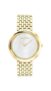 Calvin Klein Twisted Bezel Qtz Basic Slim White Mother of Pearl Round Dial Women’s Watch|Ionic Plated Thin Gold Steel Material|Gold Color Band – 25200321