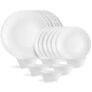 Cello Opalware Dazzle Series 18 Piece Plain Dinner Set Serving for 6 | Bone Ash-Free | Lightweight, Elegant White Plates & Bowls Set | Opal Glass Crockery Set for Daily Use Dinning & Gifting