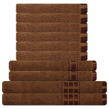Eurospa Set Of 10 Cotton Bath + Hand + Face Towel Set Brown (Spdhfcb189Bnm10)