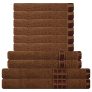 Eurospa Set Of 10 Cotton Bath + Hand + Face Towel Set Brown (Spdhfcb189Bnm10)