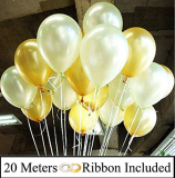 Amfin Metallic Balloons 10-Inch (Golden And White) – Pack Of 50
