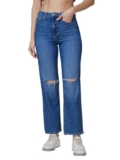 Spykar High Rise Straight Fit Blue Jeans for Women (Size: 30)-WDBEL1BD083