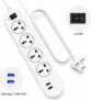 BEBLOOM Surge Protector Power Strip with 4 AC Outlets and Dual USB Ports 4  Socket Extension Boards(Beige, 3 m, With USB Port)