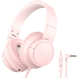Tribit Headphones With Mic, Girls Headphones Wired Over Ear Headsets With Limited Volume 85Db/ 94Db, 3.5Mm Jack Compatible Smartphones Tablet, Pink Headphones