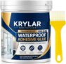 KRYLAR Transparent Waterproof Glue 300GM with Brush Strong Waterproof Sealant Glue for Roof Leakage,Bathroom,Kitchen,Tiles,Wall Cracks, PVC, Metal, Wood & Concrete Clear Coating Adhesive