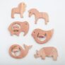 Natural Neem Wood Baby Teether – Handmade Animal Shape Wooden Toy – Non-Toxic, Organic Chew Aid for Teething – Safe for Gums – Biodegradable, Eco-Friendly Gift for Infants & Toddlers (Pack of 6)
