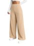 Preneum Women High Waist Korean Wide Leg Trousers, Loose Fit Casual Lounge Pants, Travel, Office & Streetwear Comfortable Stylish Bottom Wear (Available Plus Size) Cream