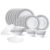Larah by Borosil Ocean Fluted Series Opalware Dinner Set | 23 Pieces for Family of 6 | Microwave & Dishwasher Safe | Bone-Ash Free | Crockery Set for Dining & Gifting | Plates & Bowls | White