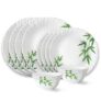 Larah by Borosil Bamboo Leaves Fluted Series Opalware Dinner Set | 12 Pieces for Family of 4 | Microwave & Dishwasher Safe | Bone-Ash Free | Crockery Set for Dining & Gifting | Plates & Bowls | White
