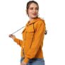 Campus Sutra Women Mustard Yellow Solid Regular Fit Zipper Sweatshirt with Hoodie for Winter Wear | Full Sleeves | Cotton Sweatshirt | Casual Sweatshirt for Woman | Stylish Sweatshirt for Womens