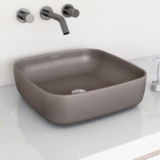 Plantex Premium Tabletop Ceramic Square Wash Basin/Countertop Bathroom Sink (Choco, 16 x 16 x 5 Inch)