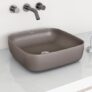 Plantex Premium Tabletop Ceramic Square Wash Basin/Countertop Bathroom Sink (Choco, 16 x 16 x 5 Inch)