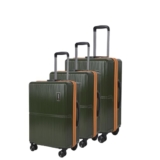 MOVE-MEANT Glide Small Cabin,Medium & Large Check-in Suitcase | 55 Cm,66 Cm & 75 Cm| 360 Degree 8 Wheels Number Lock Polycarbonate MAT. Green Trolley Bag | Luggage for Travel – Pack of 3