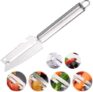 4 in 1 Stainless Steel Vegetable Peeler with Knife, Bottle Opener & Serrated Edge, Multipurpose Fruit and Vegetable Peeling Tool with Hanging Loop, Kitchen Peeler