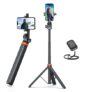 EUCOS 62″ Phone Tripod, Tripod for iPhone & Selfie Stick with Remote, Extendable Cell Phone Stand & Ultimate Phone Holder, Solidest Phone Stand Compatible with iPhone/Android