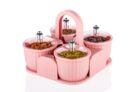 4 Jar Multipurpose Dry Fruit Box Set – Achar Container, Mukhwas Tray, Masala Storage, Sweets & Chocolate Holder for Kitchen Dining Table Organizer (MULTICOLOR)