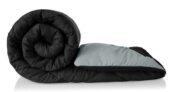 HOMEKART 220 GSM Solid Plain Reversible Summer Microfiber AC Comforter/Duvet| All Season Single Size 3 Layered Quilted Blanket for Single Bed (220 cm x 152 cm, Black and Grey)| TC – 250