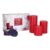 D’Velas™ Pack of 3 Unscented Red Pillar Candles | Burn Time 50/65/80 Hours | Bonus 3oz Scented Travel Tin | Long-Lasting Paraffin Wax Candles for Home Décor, Festive Use & Events