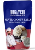 BOGATCHI Silver Balls for Cake Decoration | Topping for Cake & Other Baking Items| Colored Sugar Confectionary | Cake Decorating Sprinkler |Gluten Free & Vegan |75g