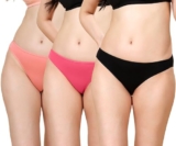 London Hills Women Super Combed 100% Pure Cotton Mid Waist Bikini Panty | Cotton Underwear with Elastic Waistband | Low Waist Comfort Fit (Pack of 3, Color :- Pink_Peach_Black)